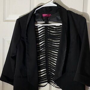 Body Central Black Women's Blazer with Striped Detail